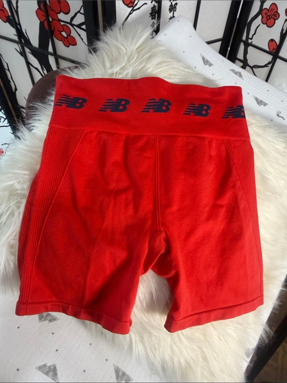 New Balance Vibrant Red Women's Bike Shorts with Branded Waistband